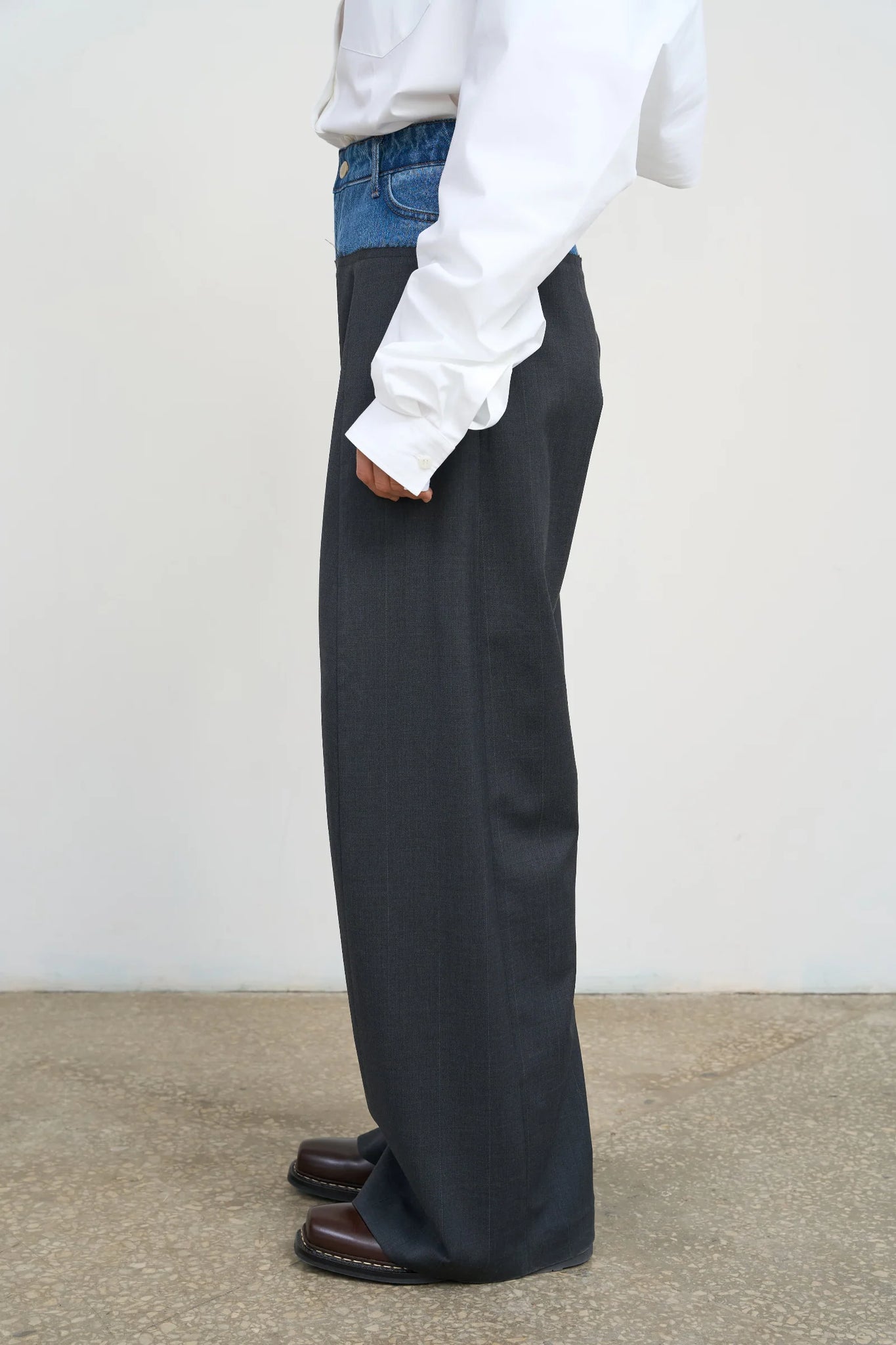 ШИРОКІ ШТАНИ З ДЖИНСОВОЮ ВСТАВКОЮ