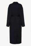 Жіноче пальто-сорочка з кашеміру темно-синє