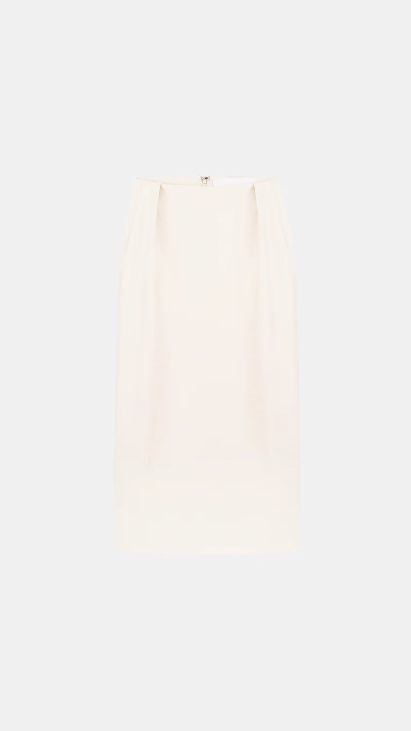 Спідниця міді з екошкіри