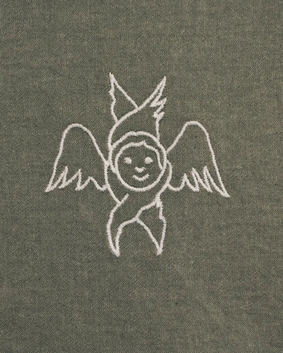 Постіль при Серафимі - зелена з молочним кантом