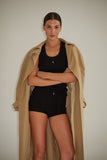 BLACK RIBBED BOXER SHORTS