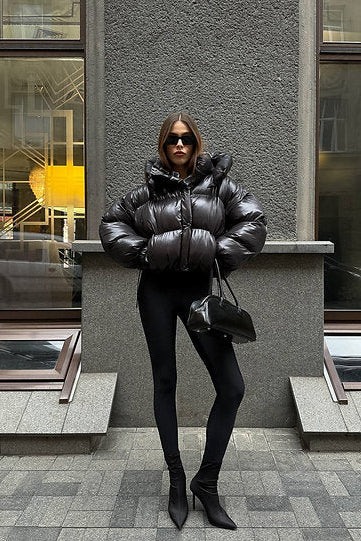 Дута куртка з еко-пуху чорна