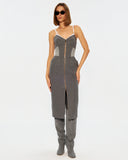 Сукня футляр міді на бретелях