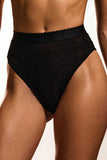 EMBROIDERED LACE HIGH-WAISTED BRIEFS BLACK