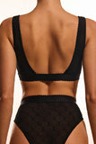EMBROIDERED LACE SCOOP BRALETTE BLACK