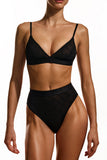 EMBROIDERED LACE TRIANGLE BRALETTE BLACK