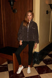 Embroidered Zipped Polar Fleece - Warm Gray