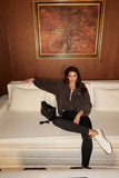 Embroidered Zipped Polar Fleece - Warm Gray