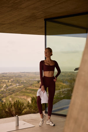 High-Waist Burgundy Leggings