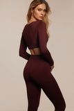 High-Waist Burgundy Leggings