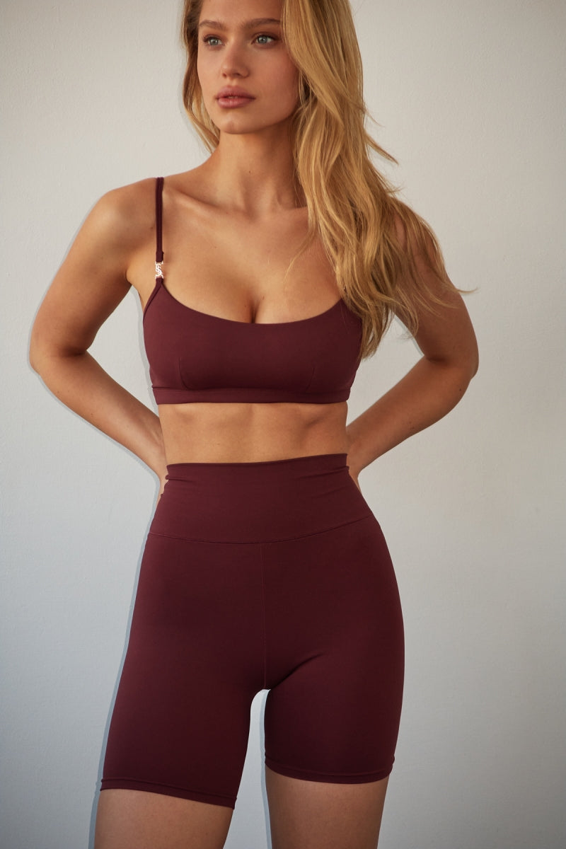 High-Waist Burgundy Shorts