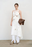 Floral-Appliqué Midi Skirt