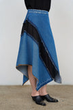 ASYMMETRIC DENIM MAXI SKIRT
