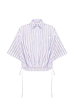 ASYMMETRIC HEM STRIPED COTTON POPLIN SHIRT