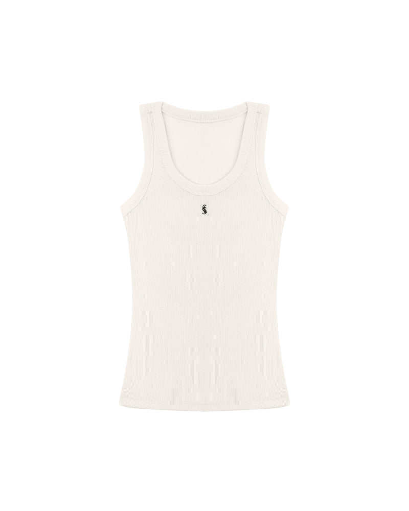 IVORY RIBBED TANK TOP