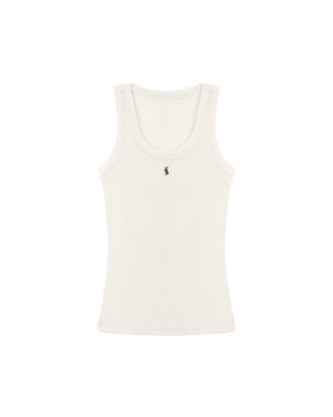 IVORY RIBBED TANK TOP