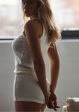 IVORY RIBBED TANK TOP