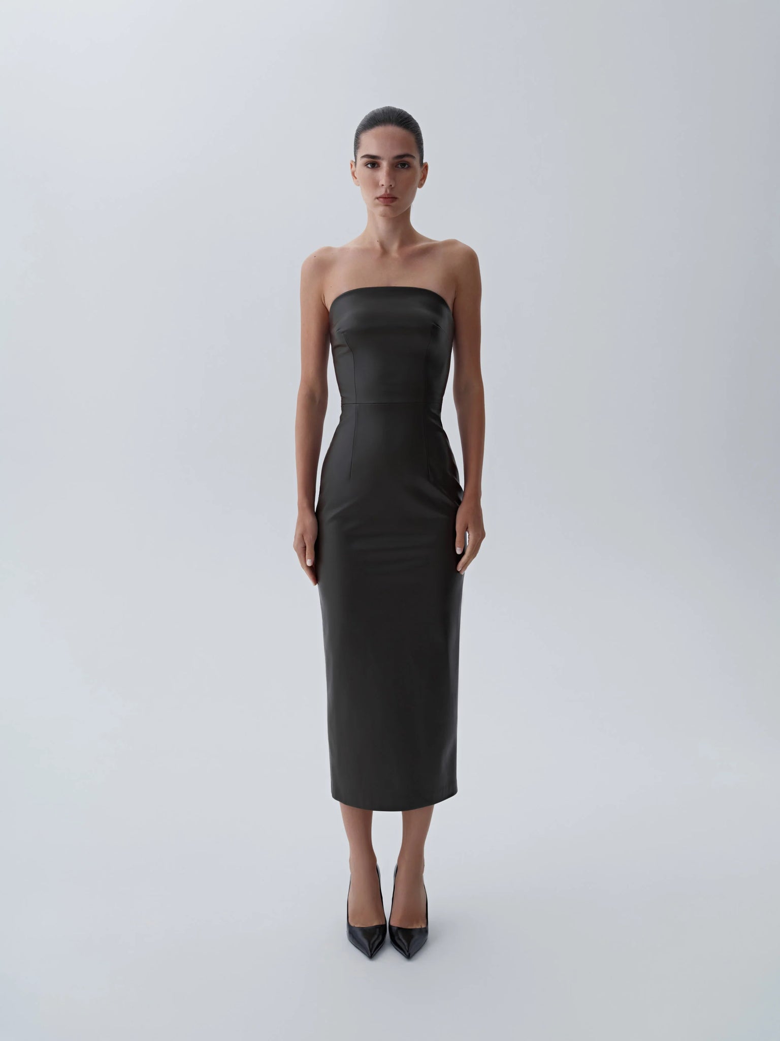 Cукня з преміальної екошкіри міді