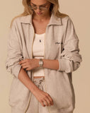 LE CLUB COLLAR ZIP HOODIE - GREY