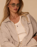 LE CLUB COLLAR ZIP HOODIE - GREY