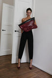 CROCO BURGUNDY CLUTCH