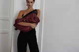 CROCO BURGUNDY CLUTCH