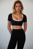 Short Sleeve Crop Top - Black
