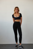 Short Sleeve Crop Top - Black