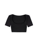 Short Sleeve Crop Top - Black