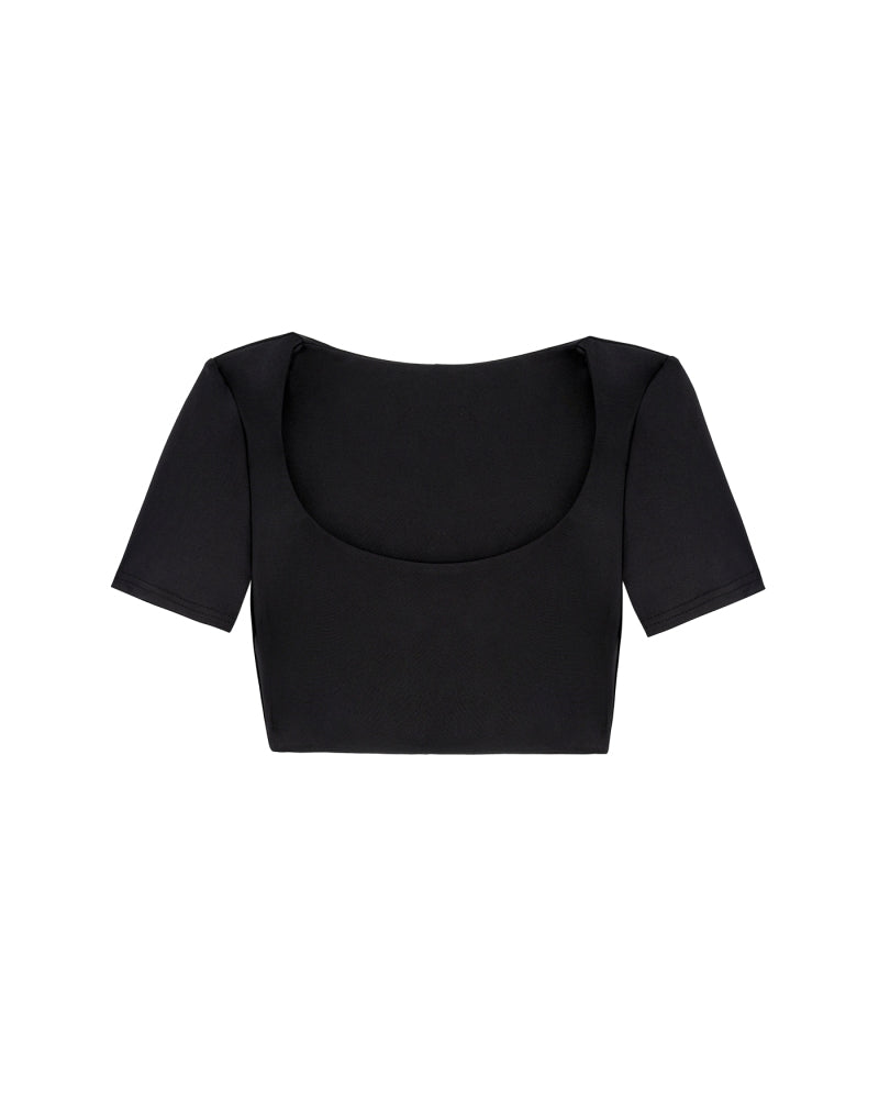 Short Sleeve Crop Top - Black
