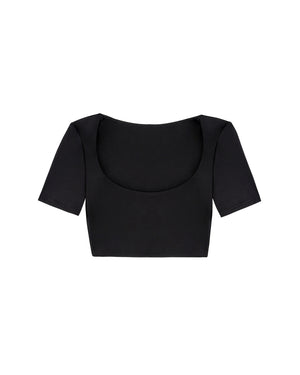 Short Sleeve Crop Top - Black