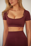 Short Sleeve Crop Top - Burgundy