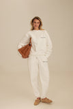 Signature Embroidered Sweatpant - Warm White