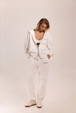 Signature Logo Embroidered Zip Hoodie - Warm White