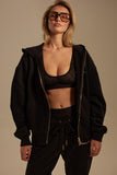 Signature Logo Embroidered Zip Hoodie - Black