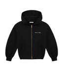 Signature Logo Embroidered Zip Hoodie - Black