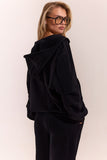 Signature Logo Embroidered Zip Hoodie - Black