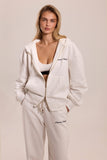 Signature Logo Embroidered Zip Hoodie - Warm White