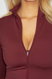 Ultimate Sculpting Zip Up Jacket - Burgundy