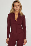 Ultimate Sculpting Zip Up Jacket - Burgundy