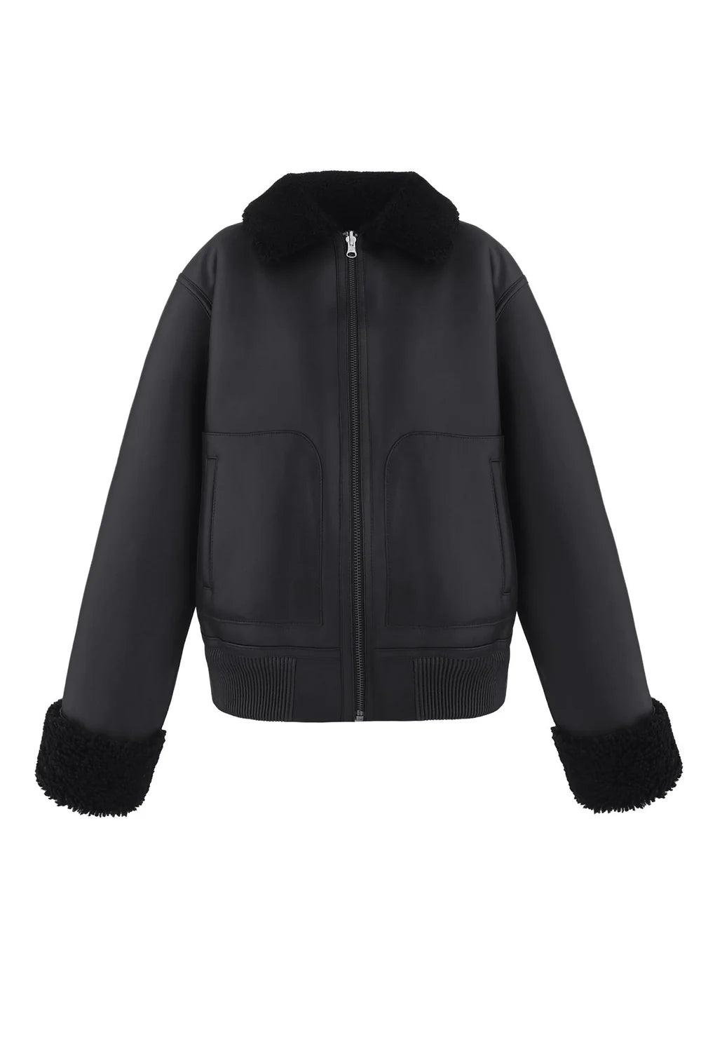 Двостороння дублянка-бомбер чорна
